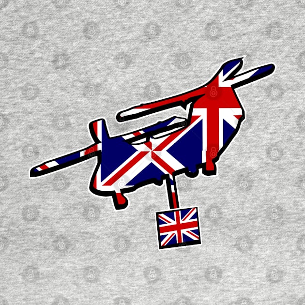 Lifting CH-47 Chinook Helicopter UK British Flag by Redmanrooster